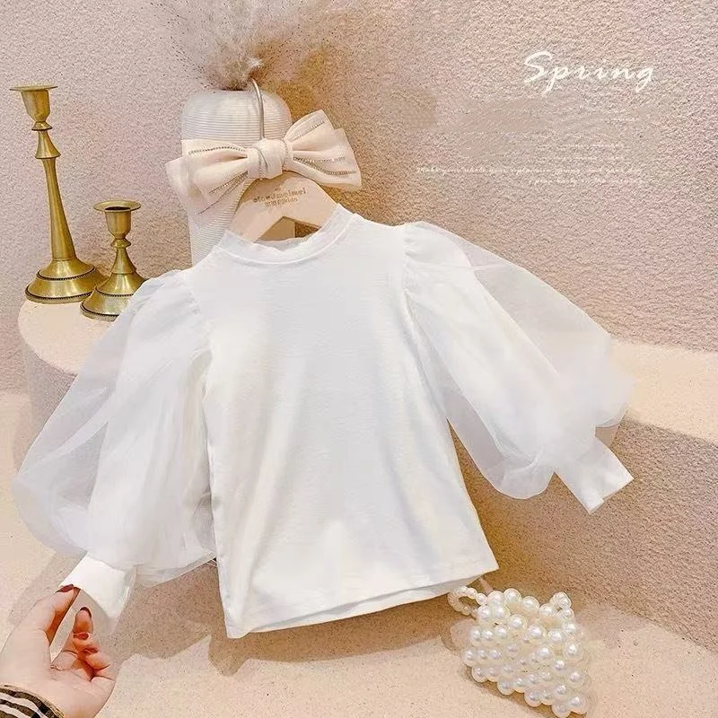 

Girls Tees Puff Long Sleeve T-shirt Baby Clothes Winter Autumn Pullovers Korean Kids 2026 New Tops Children's Clothing 2-9 Years