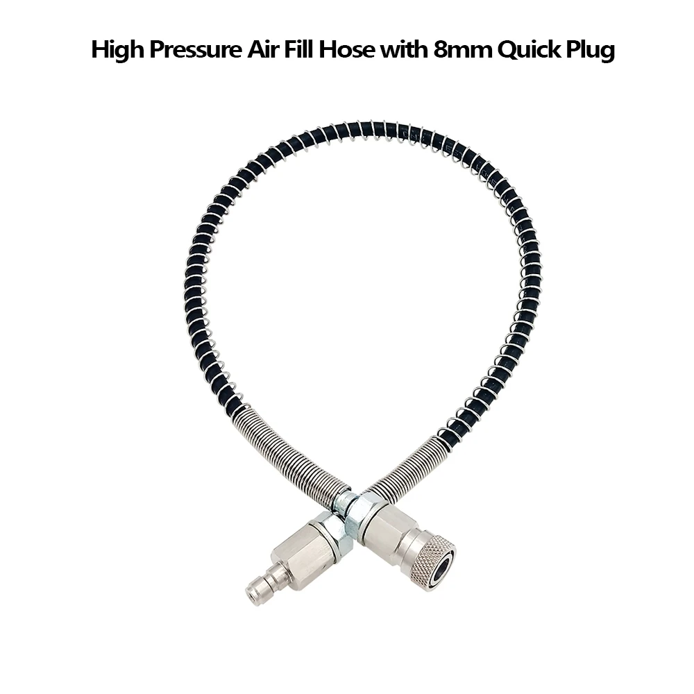 HPA Charging High Pressure Filling Hose 300bar/4500psi 20 Inch Stainless Steel Protector Resin Soft Tube W/ 8mm Quick Disconnect