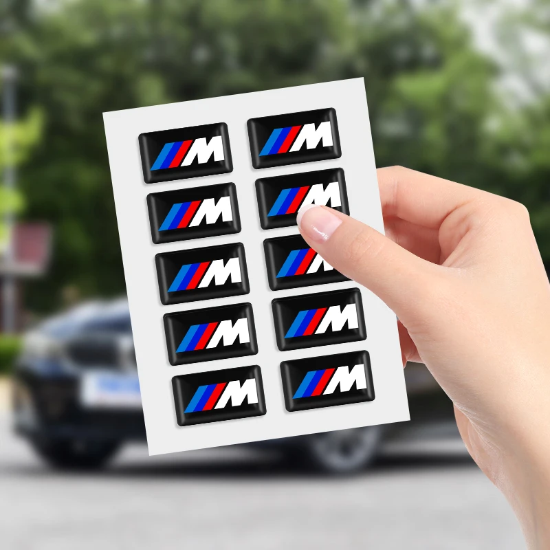 10pcs 3D Epoxy Resin Emblem Stickers Decals Interior Auto Accessories for BMW E46 E85 E60 F10 E39 F30 E36 F20 E87 E90 E70 X3 X5