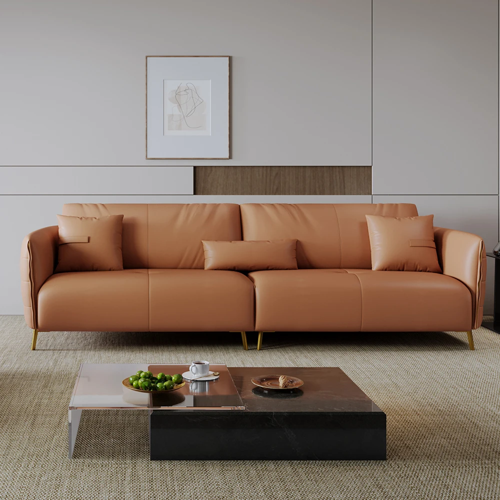 Modern Nordic Genuine Leather Sofa Set for Apartment and Hotel Use 2 Seater 3 Seater 4 Seater