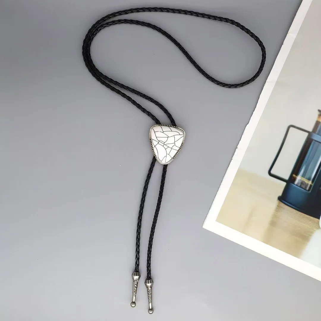 New Tie Neck Rope Alloy Turquoise Bolotie Vintage Shirt Bow Tie Leather Necktie Elegant Jewelry for Men Women Accessory