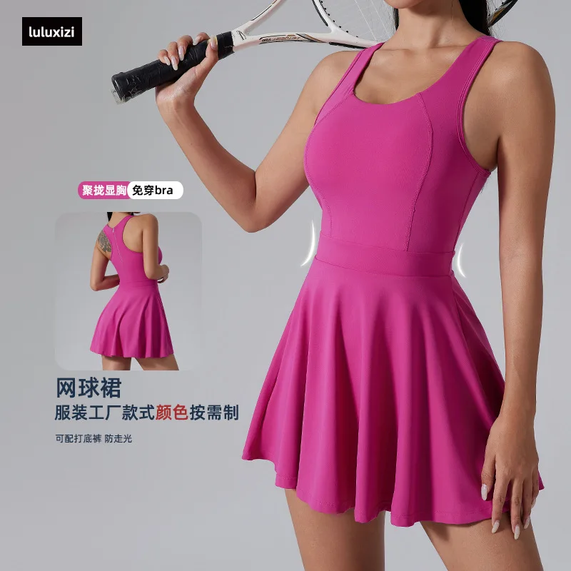 Summer Tennis Dress Women Outdoor Sport Golf Wear 2024 New Badminton Slim Fit Pleated Skirt Gym Fitness Clothes Tracksuit