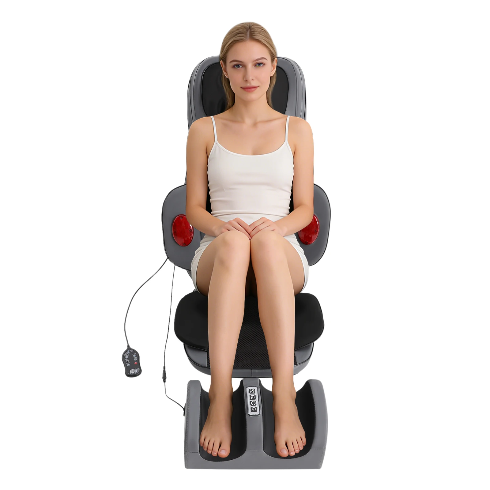 24W Multifunktions-Rückenmassagekissen mit Fußmassagegerät, Fußstützenmassage mit Wärmefunktion, Vibration für Sofas, Autos – Detail 4