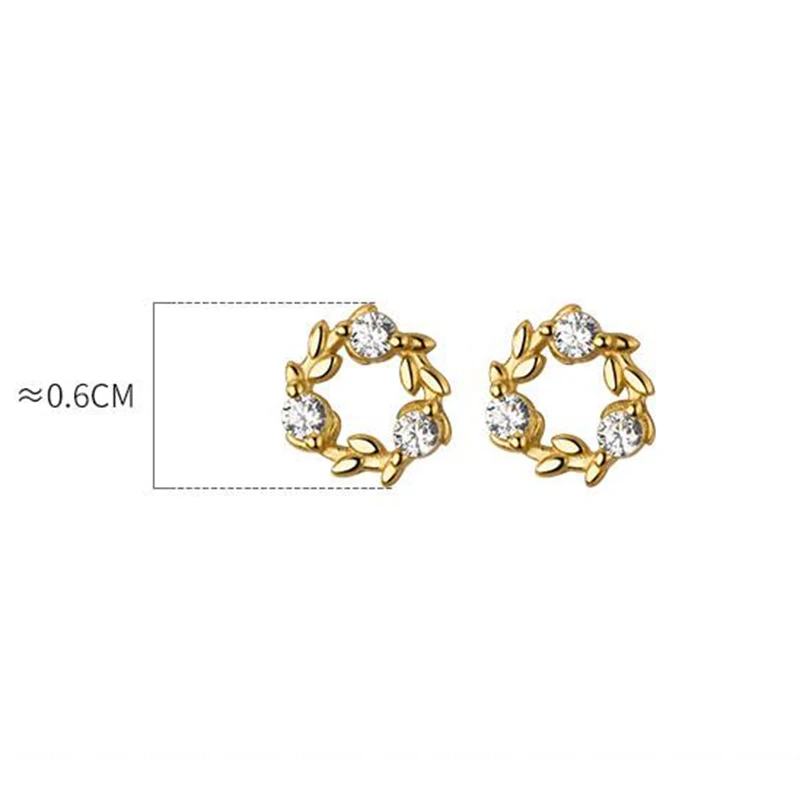 WOOZU Real 925 Sterling Silver Romantic Sweet Wreath Zircon Piercing Stud Earrings for Women Statement Korean Charm Jewelry Gift