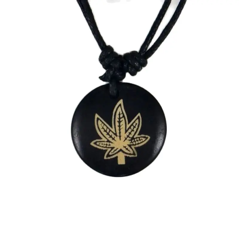 Leaf Jamaica Weed Rasta Reggae Punk Hiphop yak bone Carving Pendant Necklace Amulet Lucky Gift Tribal Totem Fashion Jewelry