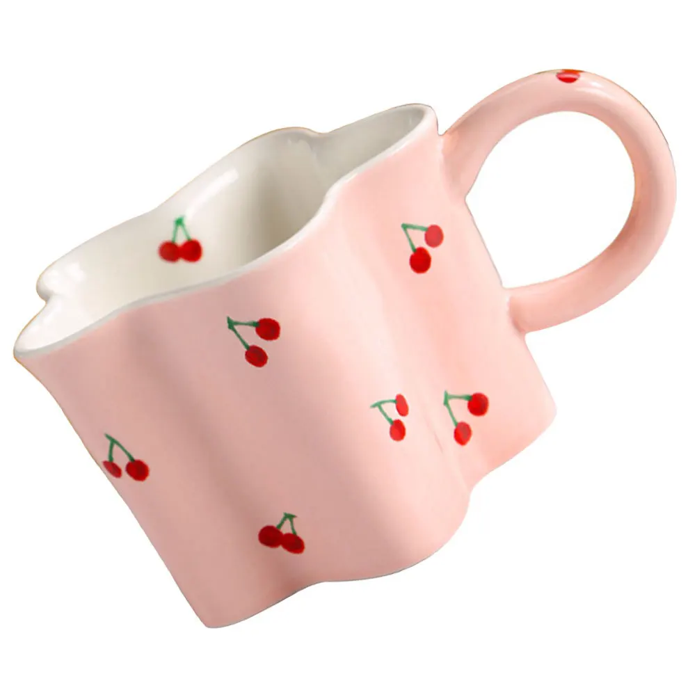 

Ceramic Flower Shaped Mug Coffee Cup Tea Milk Water Home Office Gift Simple Stylish Coffee Cups with Handles