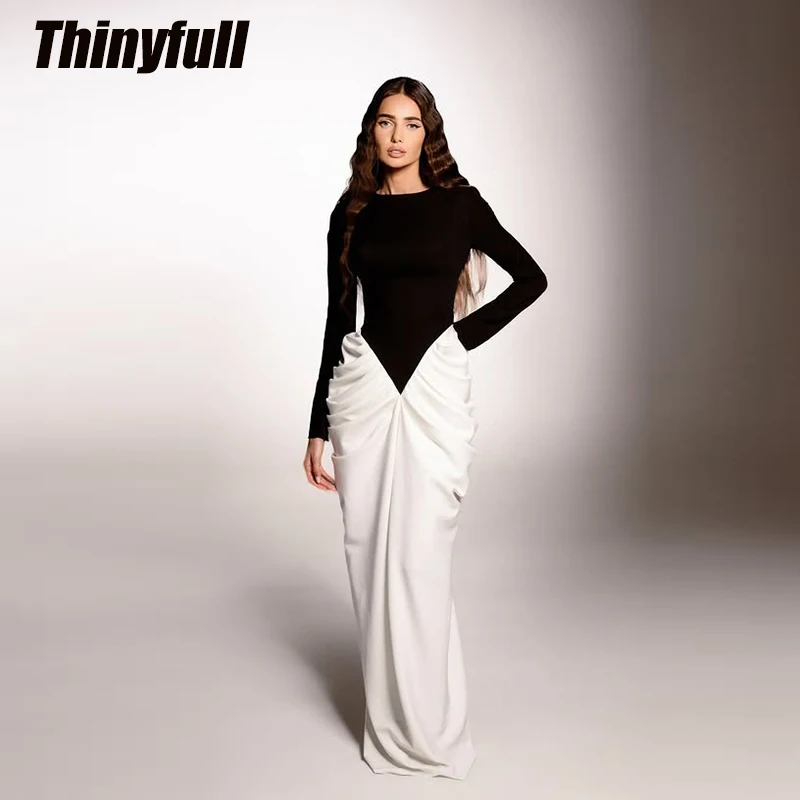 

Тонкое атласное арабское платье русалки для выпускного вечера Вечернее платье с длинными рукавами Дубай 2026 Плиссированное вечернее платье robes de soirée по индивидуальному заказу