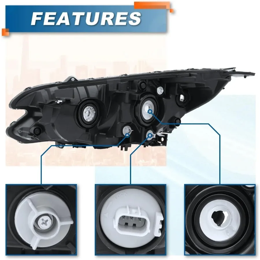 مجموعة المصابيح الأمامية مصممة لسيارة Honda CRV لعام 2015 و2016 مع مصابيح هالوجين وأضواء نهارية LED تكوين عدسة شفافة #4