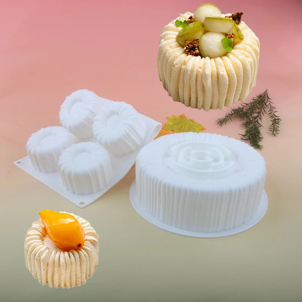 1 oder 6 Zellen Zylindrische Spule Textur Design Mousse Kuchen Form Französisch Dessert Backform DIY Pudding Dessert Schokolade Form