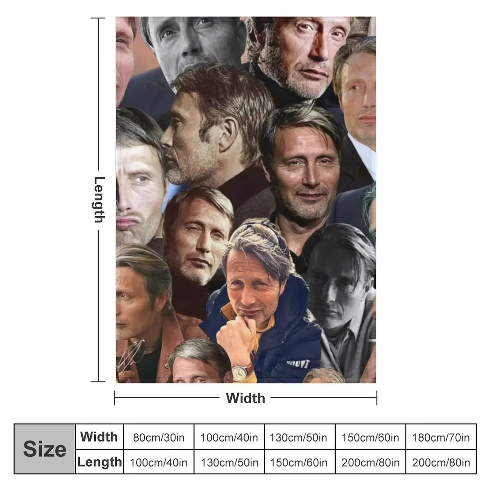 mads mikkelsen photo collage Throw Blanket couch cozy soft plush fuzzy picnic outdoor blanket