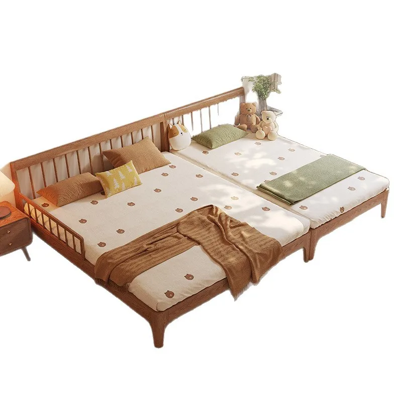 

Семейная кровать для родителей и детей, 1-метровая, из массива дерева, расширенная и удлиненная, для главной спальни, увеличенного размера.