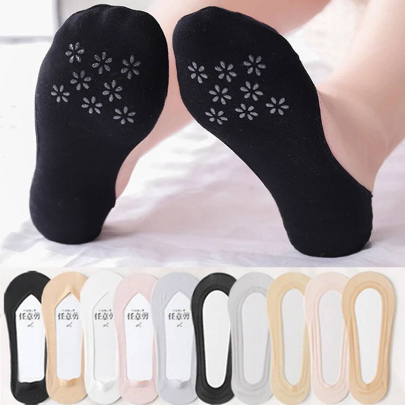 

10pcs Non-slip Invisible Socks Slippers Seamless Low Cut Ankle Socks for Women Summer Thin Solid Color Cotton Sock Boat Socks