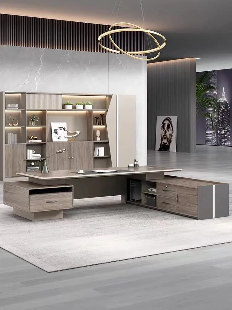 High-end luxury simple modern large desk office furniture combination