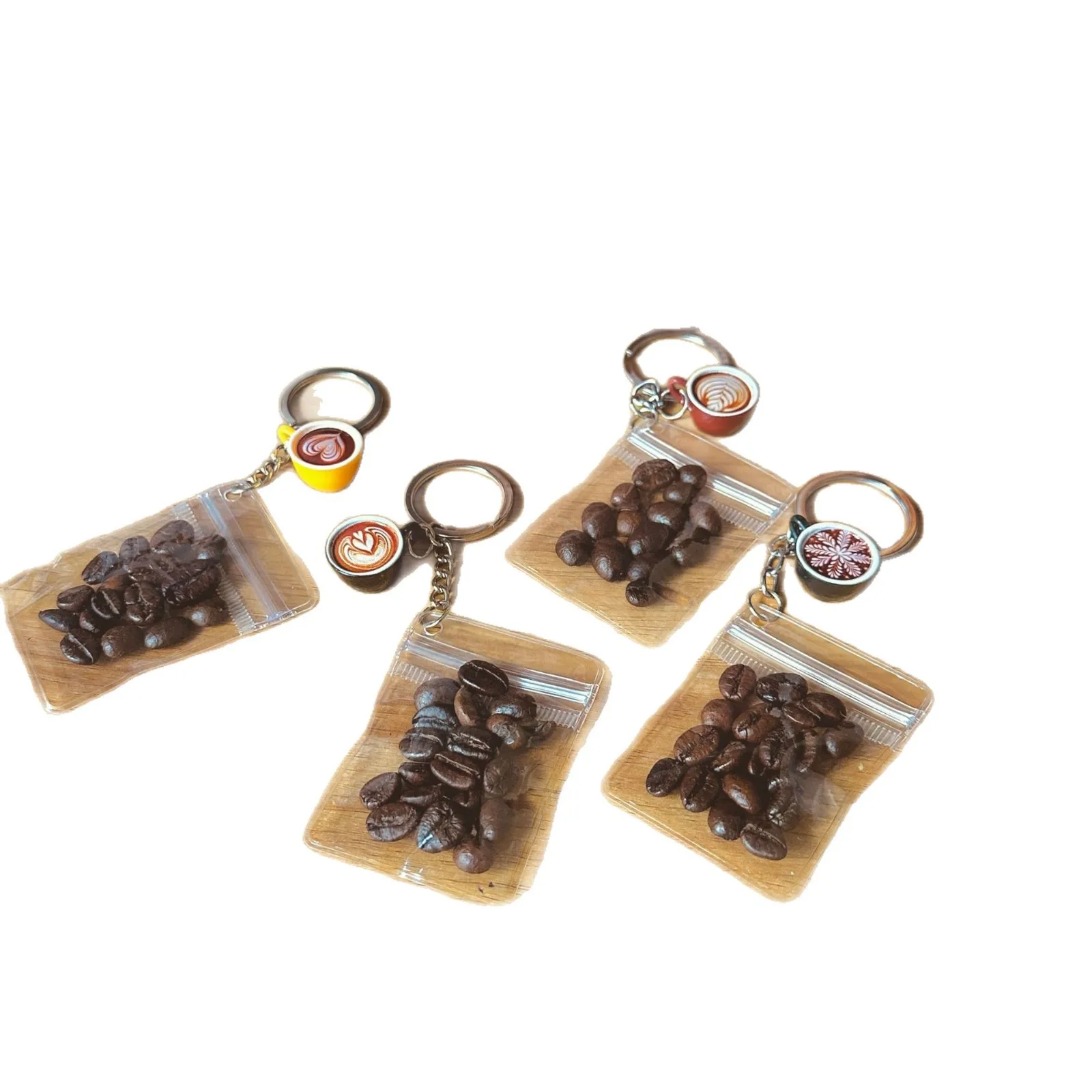 Coffee Bean Keychain Mini Bag Accessories Bottles Creative DIY Car Key Accessories Trendy Versatile Fashion Simple For Girl Gift