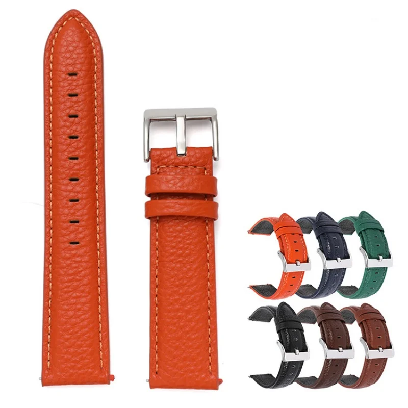 

20mm 22mm Quick Release Lychee Pattern Soft Calfskin Leather Watch Strap Replacement for Universal Waterproof Watch Band