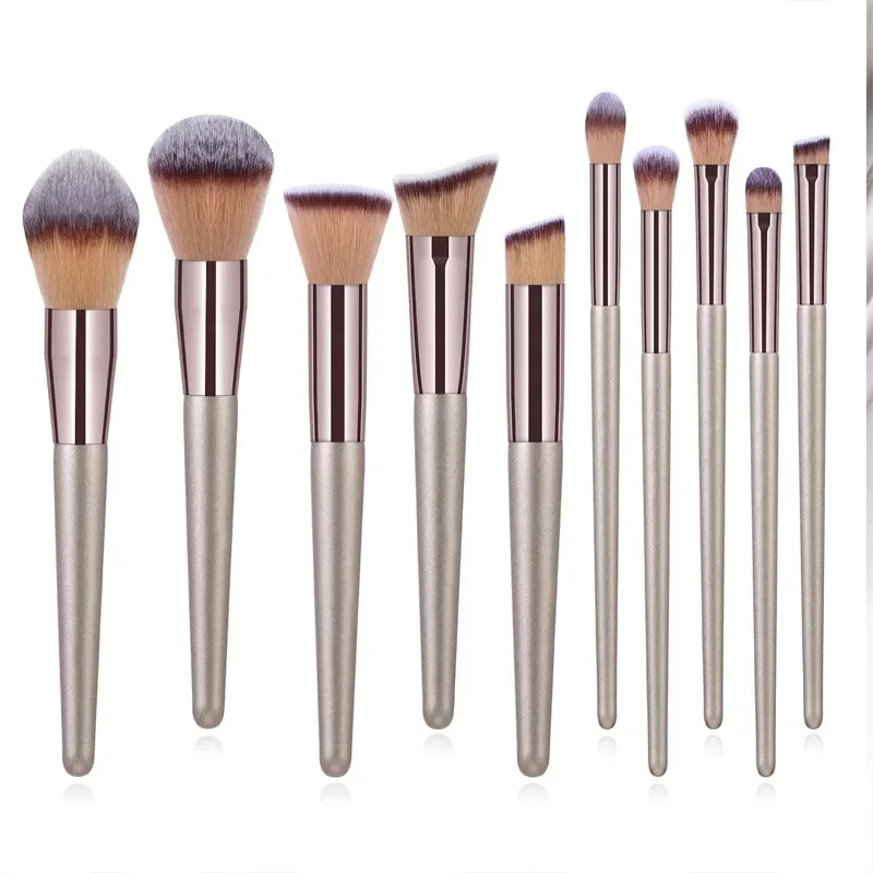 Soft Champagne Makeup Brushes for Women Cosmetic Foundation Powder Blush Eyeshadow Kabuki Blending Make Up Brush Beauty Tools