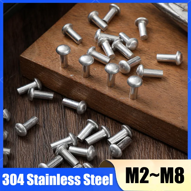 5~100Pcs 304 Stainless Steel Solid Button Semi Dome Round Head Percussion Punch Self-Plugging Rivet M2 M2.5 M3 M4 M5 M6 M8