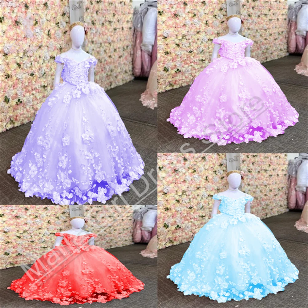 

Элегантные платья с цветочным узором для девочек на свадьбу с открытыми плечами и v-образным вырезом, аппликациями, детское платье для дня рождения, первое причастие, на заказ