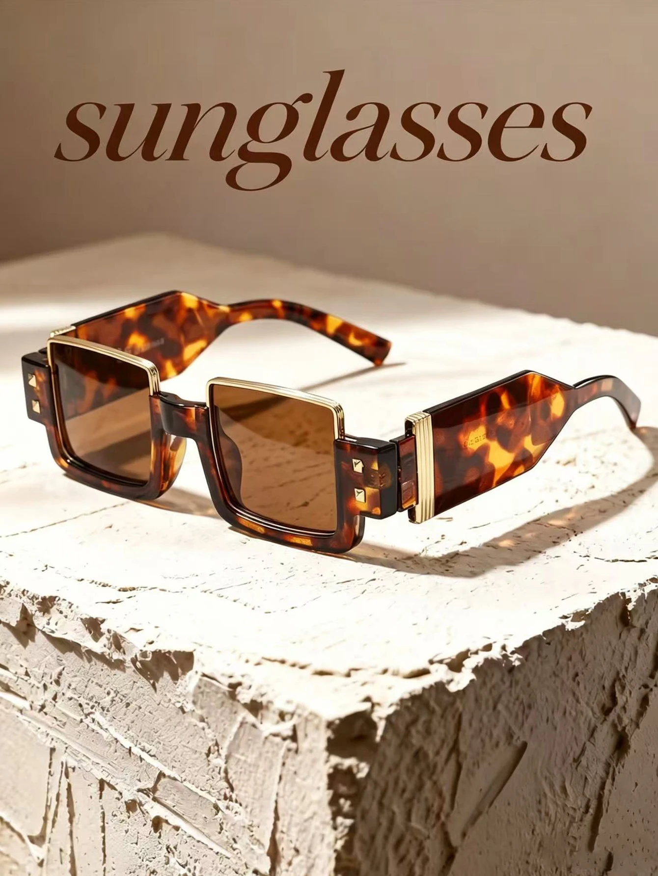 Men's Square Semi-Rimmed Fashion Sunglasses Frame UV400 Retro Wide Edge Night Vision Sun Protection Driving Vacation Unisex
