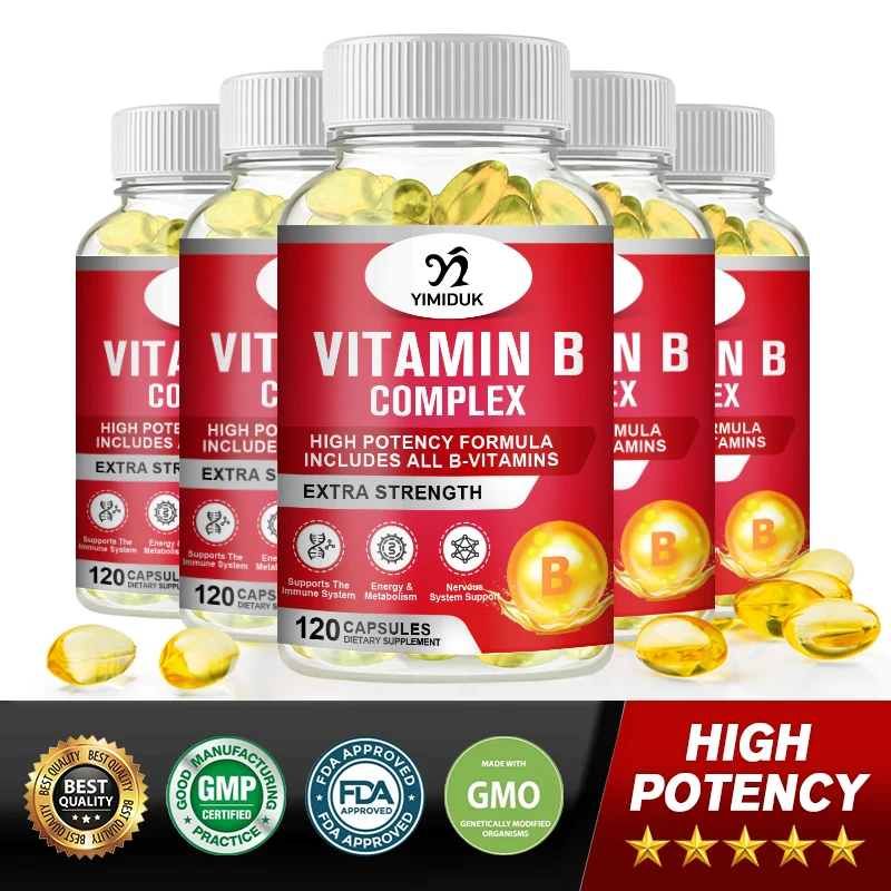 

Vitamin B Complex with Vitamin C - Immune Health, Energy Support & Nervous System Support - Non-GMO, 120 Vegetarian Capsules