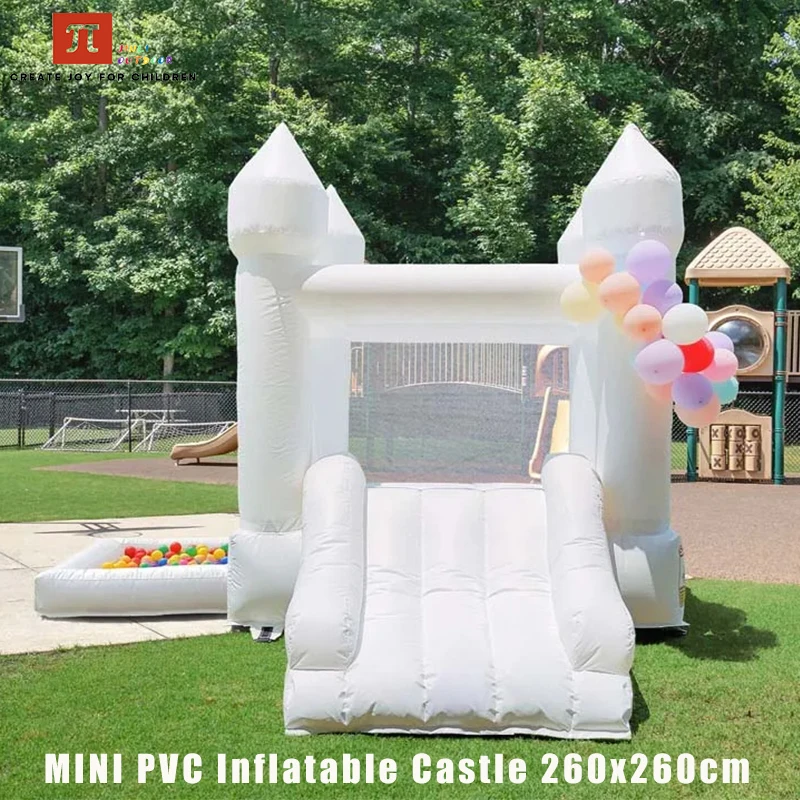 Birthday Wedding Party Inflatable White Bounce House With Ball Pit and Slide Bouncer House Commercial Jumping Castle for Kids