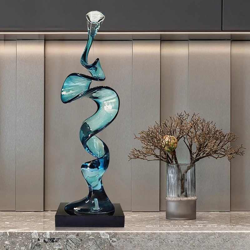 

Modern hotel abstract sculpture transparent resin ornament villa living room entrance wine cabinet TV cabinet next to decorative