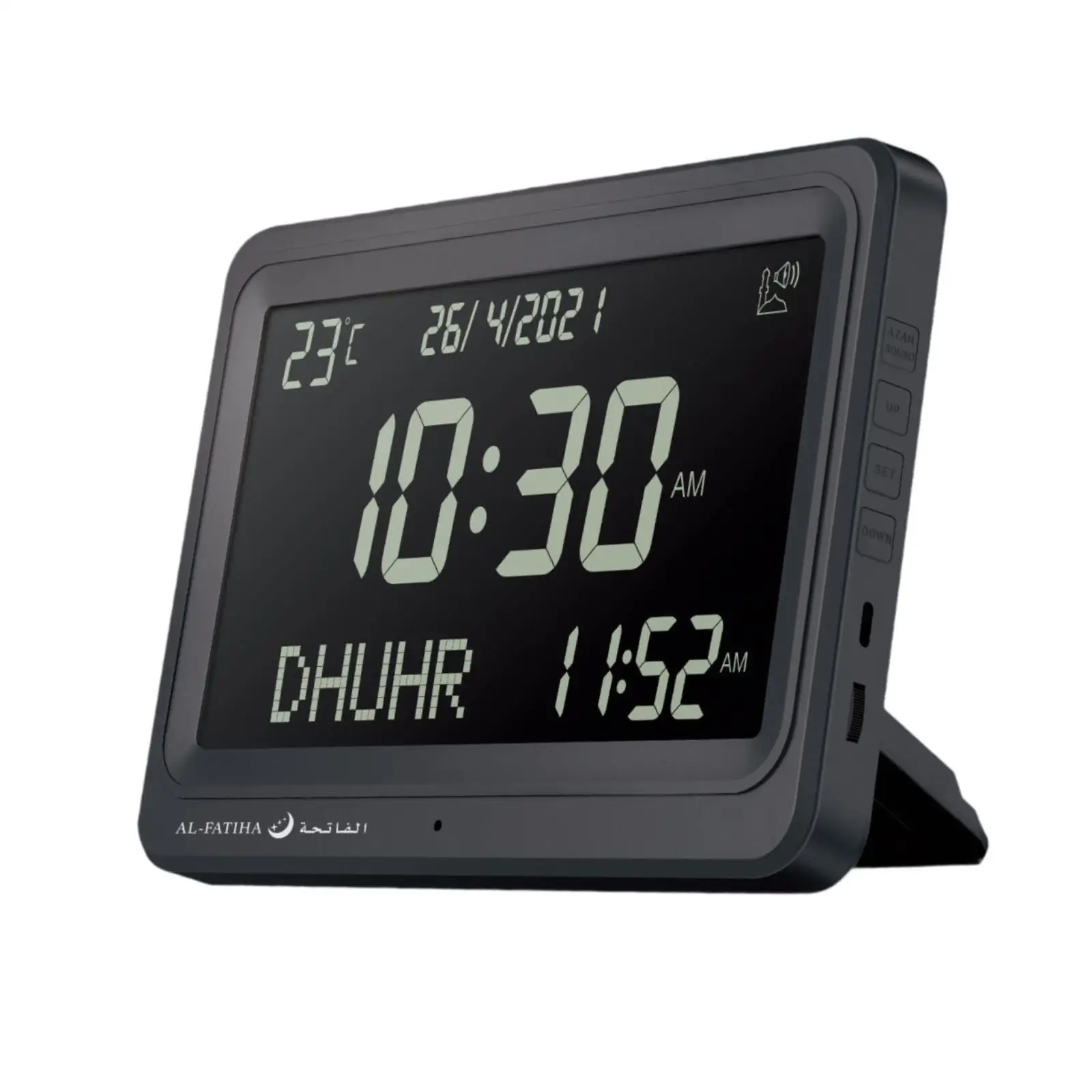 Modern Rectangular ABS Digital Azan Clock with 8 Athan Sounds for Prayer Time Home Office Living Room