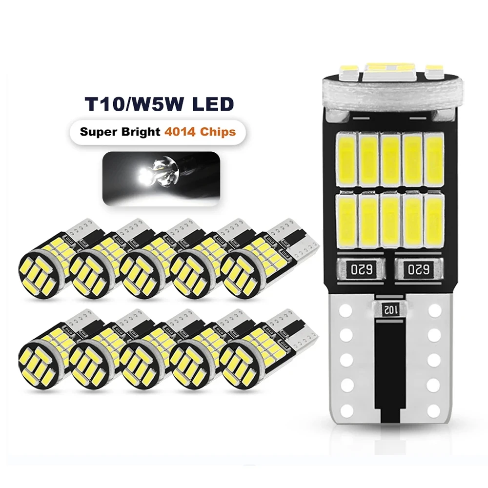 2/6/10/20/30/40/50/100pcs T10 W5W 194 501 Led Canbus No Error Car Interior Light 26 SMD 4014 White Instrument Lights Bulb Lamp