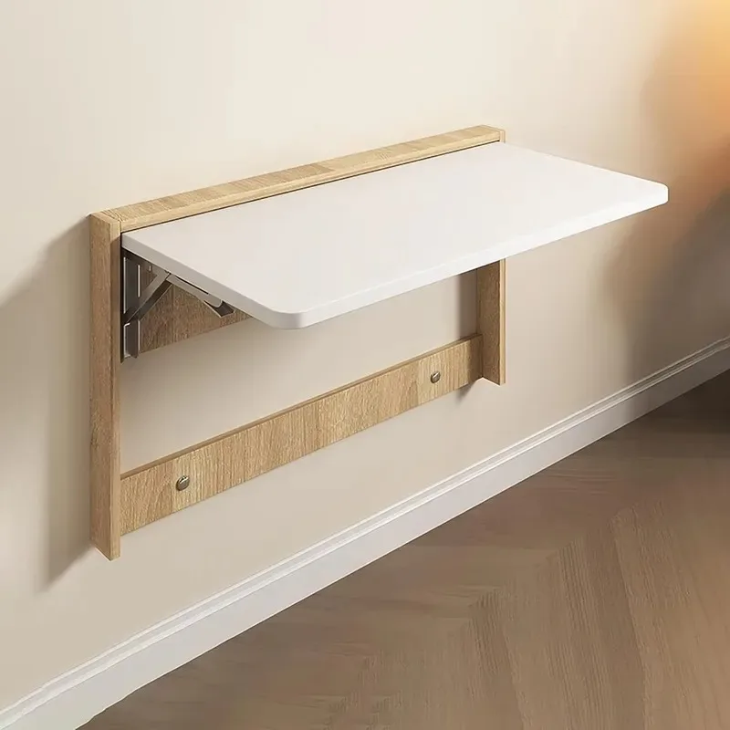Small Floating Wall Mounted Folding Table Space Saving Wooden Computer Desk for Living Room