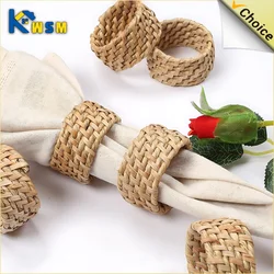 60PCS Round Woven Napkin Rings Handmade Napkin Rings Easter Thanksgiving Christmas Table Decorations Farmhouse Napkins (Yellow)