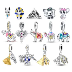 Ancient Egypt's 925 Sterling Silver Guardian Pharaoh&Devil's Eye&Pyramid Sphinx Dangle Charm Fit DIY Bracelet Necklaces Jewelry