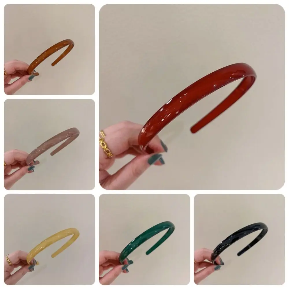 

Toothed Jelly Hair Hoop Non-slip Solid Color Acrylic Headband Water Light High Cranial Crest Minimalist Korean Hairband