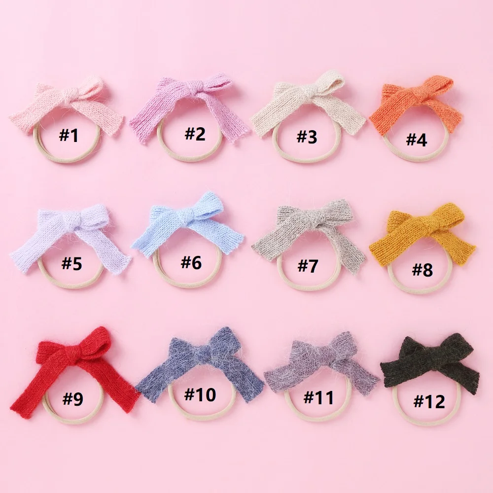 Nylon Elastic Hair Bands for Baby Girls knit Solid Bowknot Headbands for Girls Cute Toddler Hair Accessories 2024 New Year Gifts