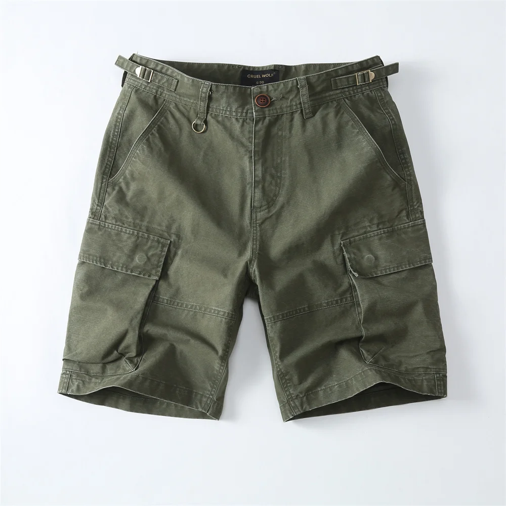 Men's Summer Cargo Shorts High-End Thin Loose Big Pockets Casual Shorts Knee Length Sports Shorts