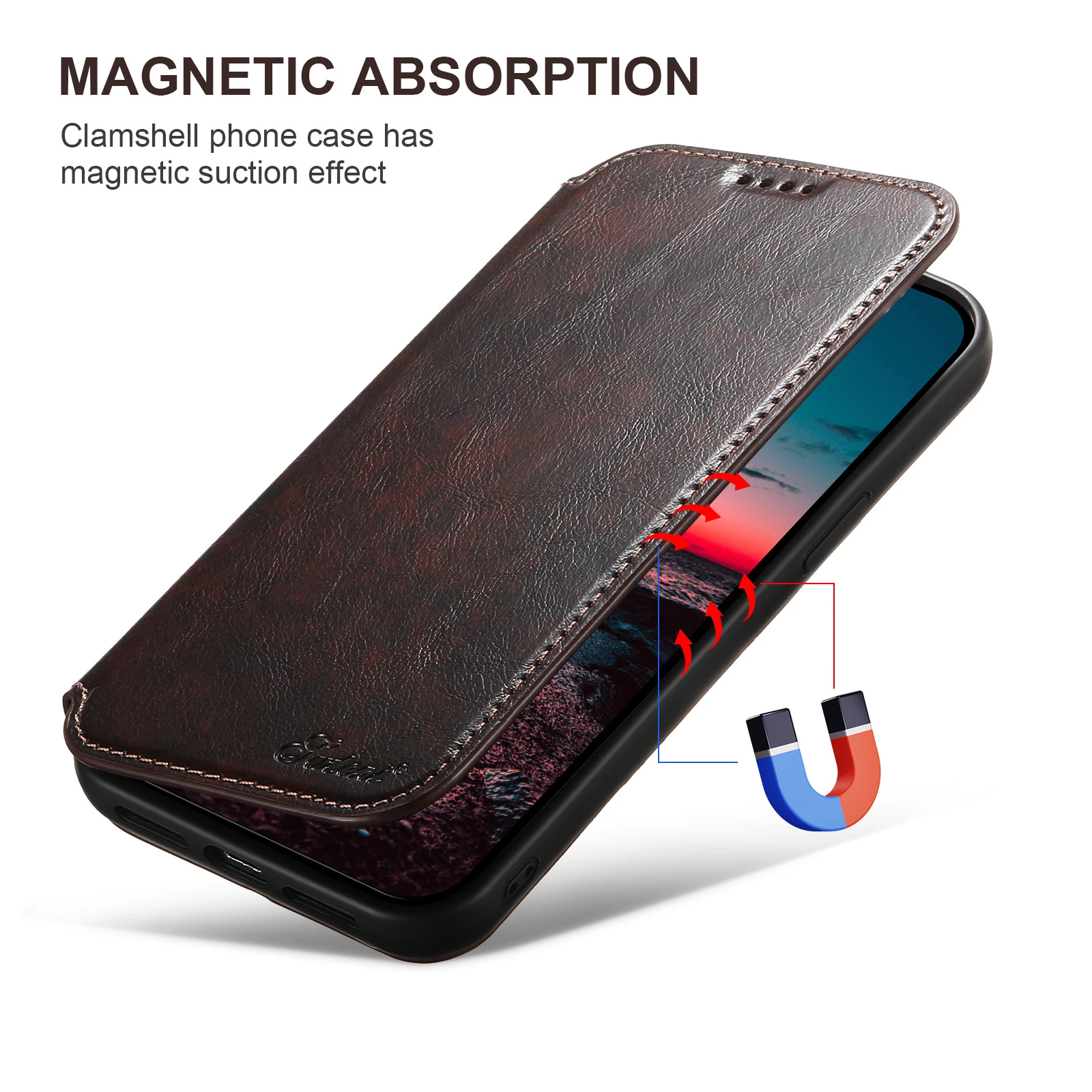 Slim Fit Premium Leather Wallet Case For iPhone 17 Pro Max 14 12 13 15 16 Pro Max 15 Plus Magnetic Wireless Charging Flip Cover