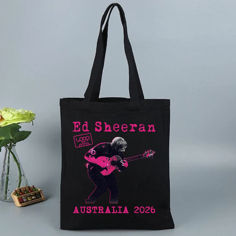 حقيبة تسوق برسومات Ed Sheeran Loop Tour حقيبة تسوق قماشية للمتسوقين Ed Sheeran Tour Merch حقائب كتف