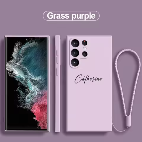 For Samsung Galaxy S24 S23 S22 S21 Ultra Plus Personalised Customized Name Case A13 A54 A53 A52 A34 A14 Liquid Silicone Cover