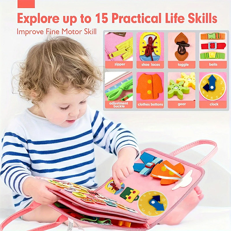 Portable Busy Book Unicorn / Dinosaur Edition Toddler Numbers, Shapes, and Letters Cognitive Early Education Quiet Book