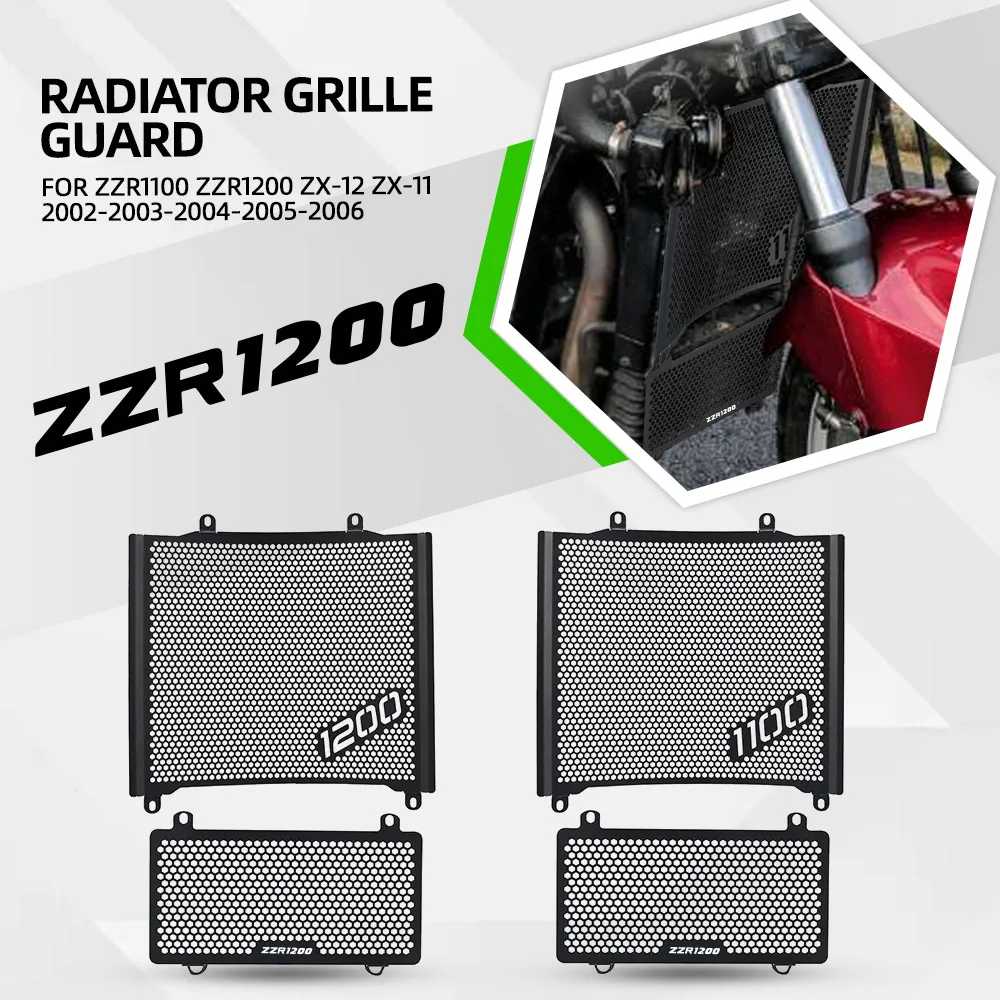 For Kawasaki ZZR1100 ZZR1200 ZX-12 ZX-11 2002-2003-2004-2005-2006 Radiator Grill Guard Cover Oil Cooler Protection ZX12 ZZR 1200