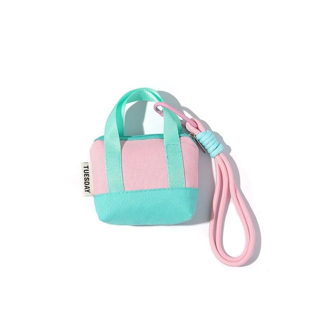 

Fashionable Mini Coin Purse Dopaamine Pink with Wristband Card Holder Canvas Storage Handbag Coin Purses