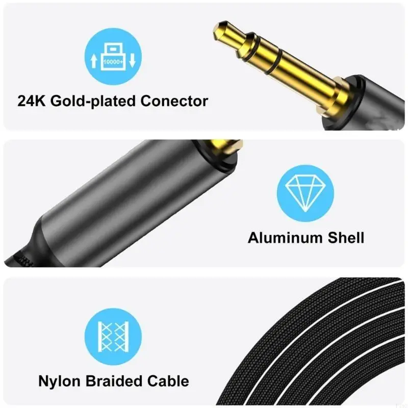 

3.5mm Stereos Audios Cable AUXs 3.5mm Type C to 3.5mm Audios Expansion Cord for Headphone Speaker Wire F19E