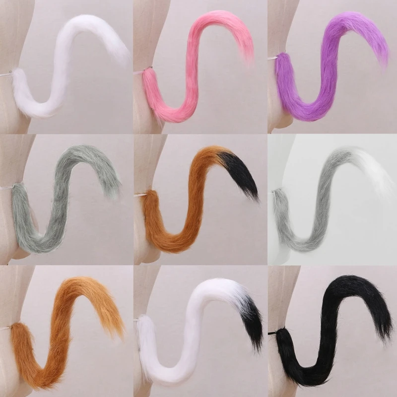 

Adult Kids Cosplay Anime Fluffy Plush Long Cat Tail Halloween Party Costume Prop