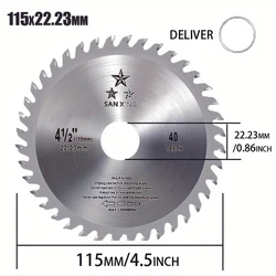 4.5 inch 40 Teeth Wood Cutting Disc Carbide Tipped Circular Saw Blade for Cutting Hard & Soft Wood with 22.23mm Arbor