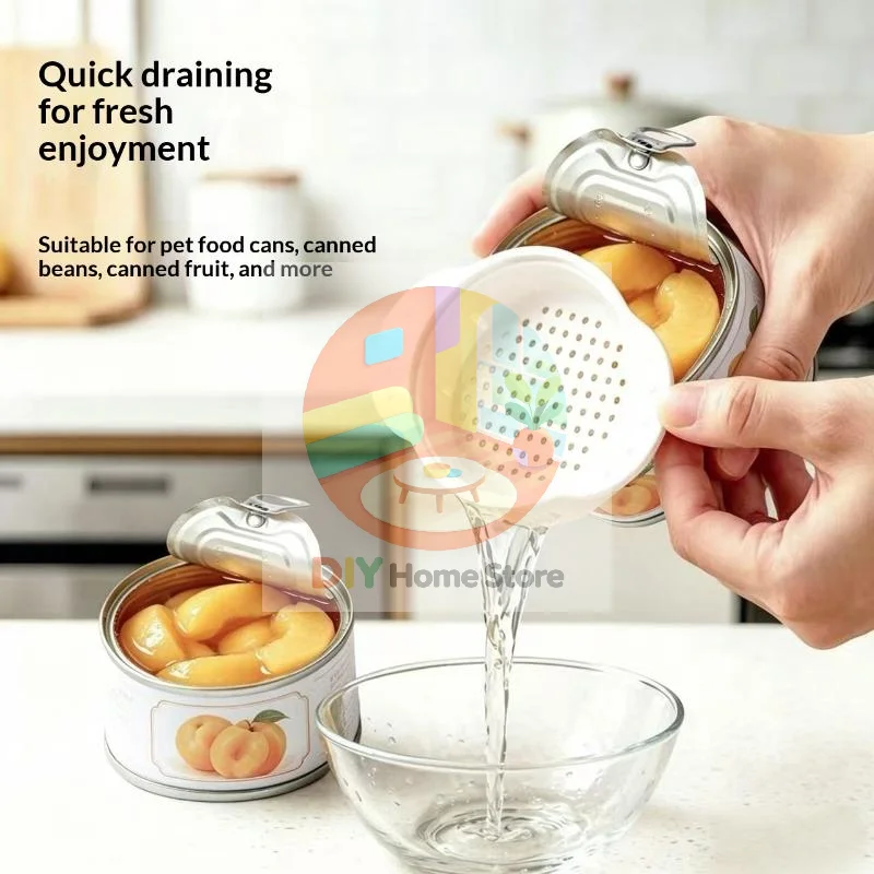Canned Food Strainer Easy to Clean Quick Draining Holes Drainer for Bean Fruit Pet Wet Cans Accessory