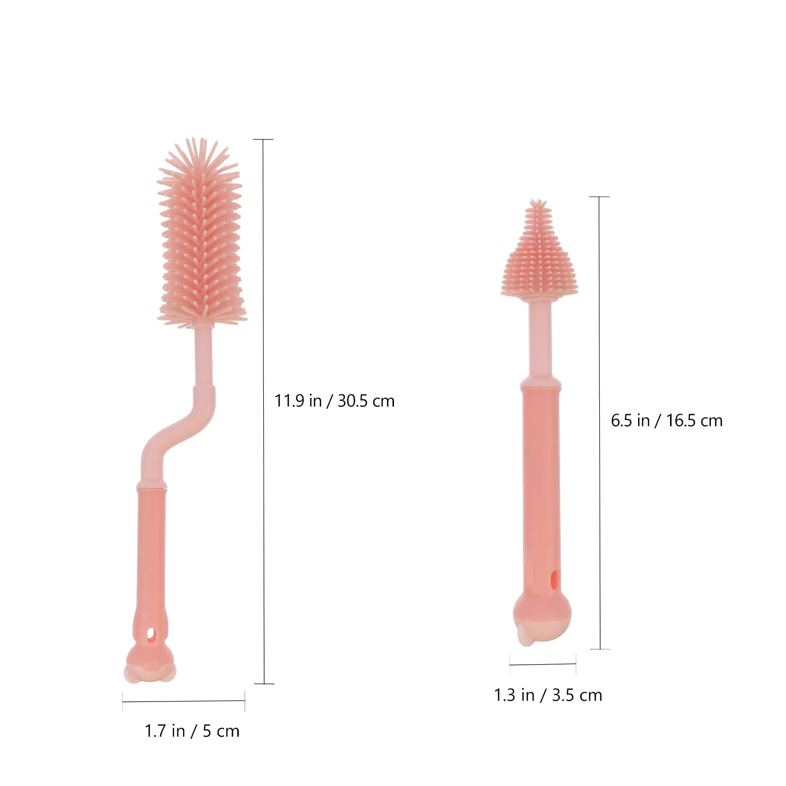 2Pcs Baby Bottle Cleaning Brush Silicone Bristles PP Handle Non Scratch Feeding Bottle Brush for Bottles Pacifiers Milk Powder