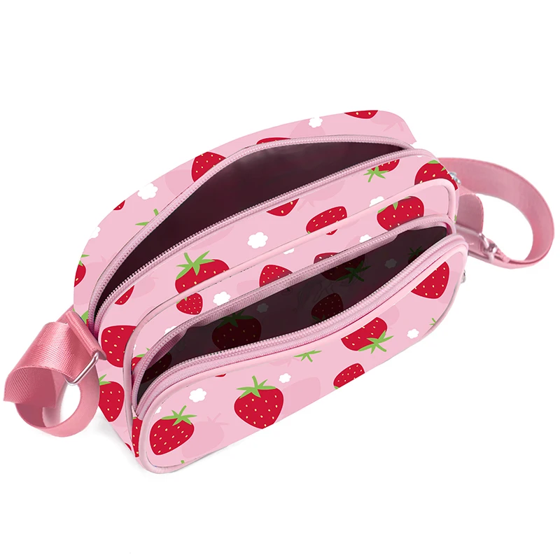 Crossbody Bag with Adjustable Strap Lightweight Messenger Bag with Zipper Closure Strawberry Print Shoulder Bag for Phone Coin