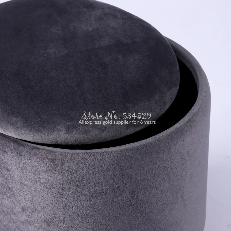 Nordic Velvet Vanity Stool Modern Minimalist Vanity Bench Fashion Round Ottoman Storage Stool Shoe