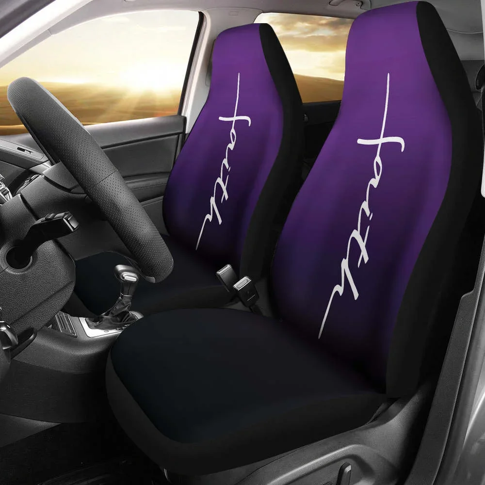 Faith Word Cross In White On Dark Purple Ombre Car Seat Covers Religio,Pack of 2 Universal Front Seat Protective Cover