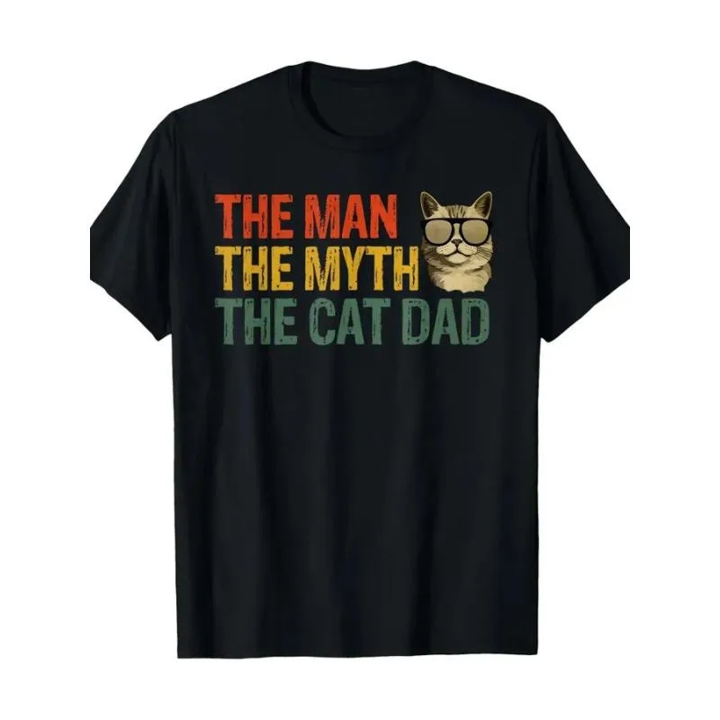 

The Man The Myth The Cat Dad Shirt Funny Cat Lover T-Shirt for Him Pet Owner Dad Gift Cool Retro Graphic Tee 2025 New