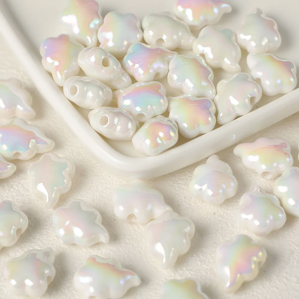 20Pcs Acrylic Clouds Loose Beads14x18mm Cream Color AB Spaced Beads For Jewelry Making DIY Bracelet Necklace Charms Accessories